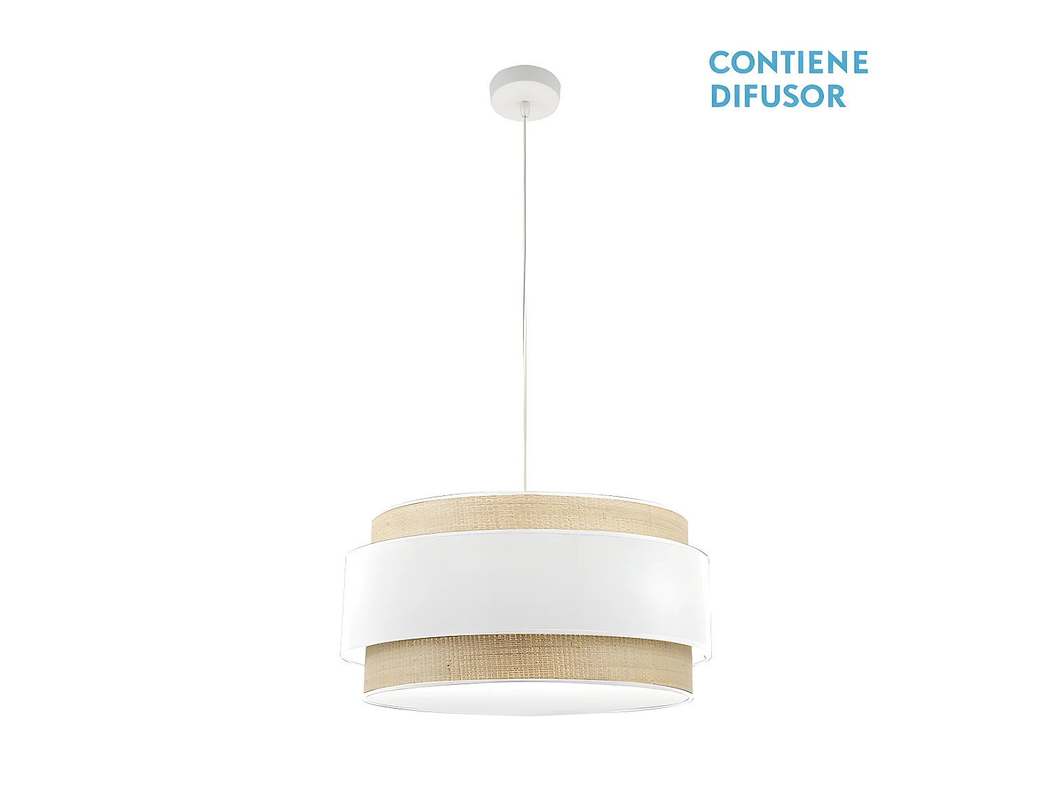 Sospensione 3 luci modello KANDY naturale / bianco FABRILAMP