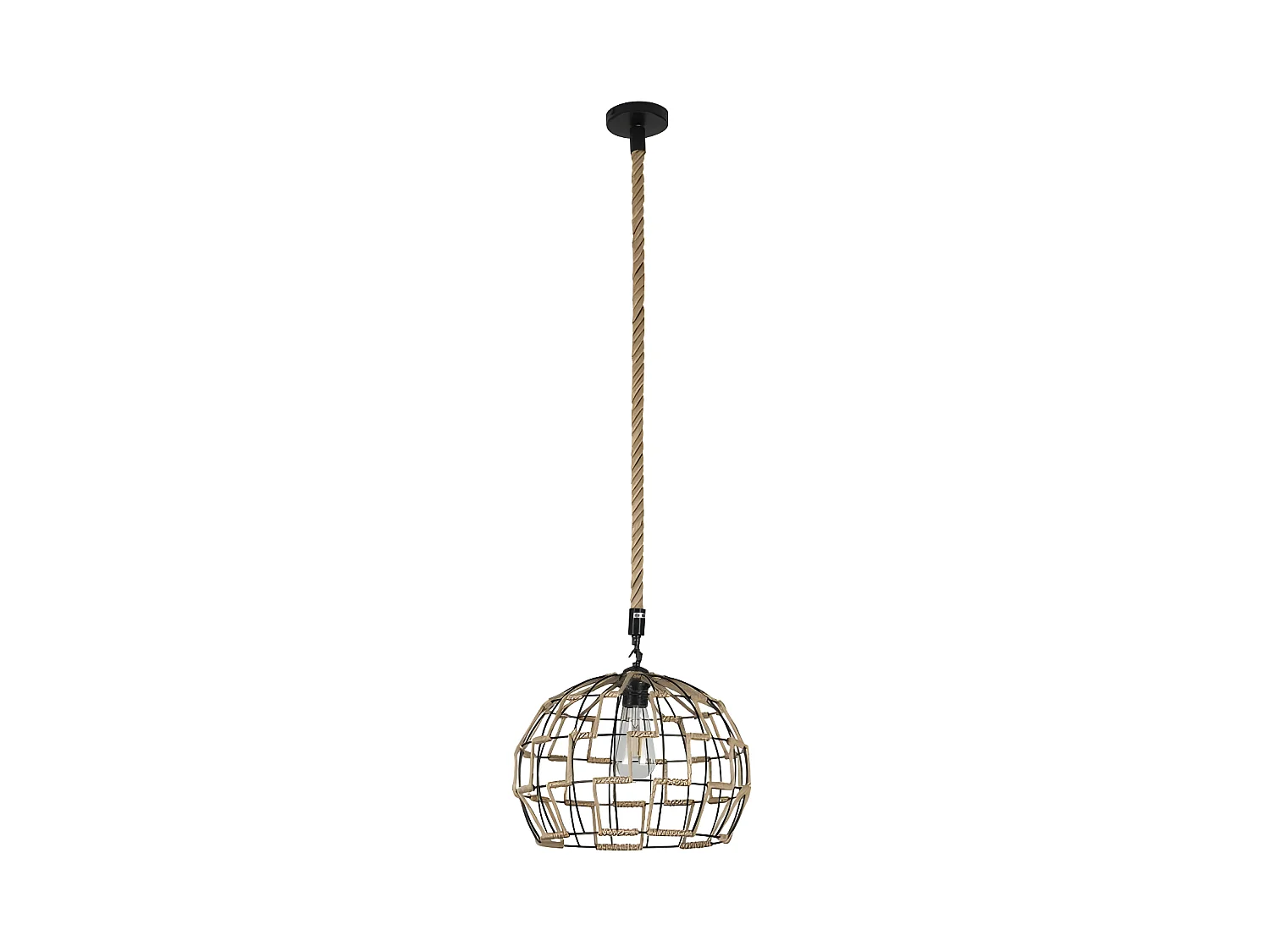 Lampara Colgante Con Cuerda Yute De Una Luz