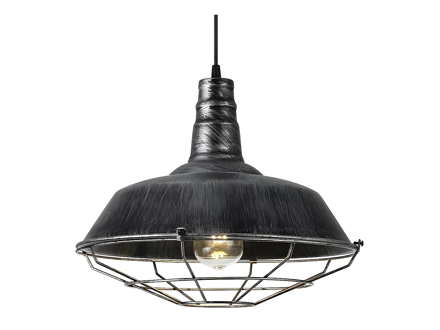 Plafonnier industriel modèle Flamenco Rustico-argent 1 FABRILAMP léger