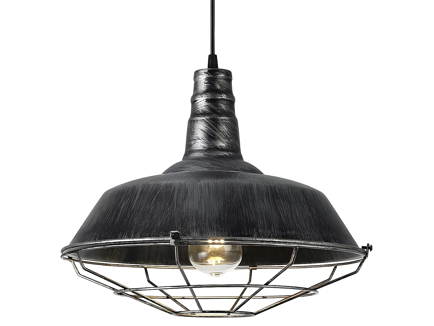 Plafonnier industriel modèle Flamenco Rustico-argent 1 FABRILAMP léger