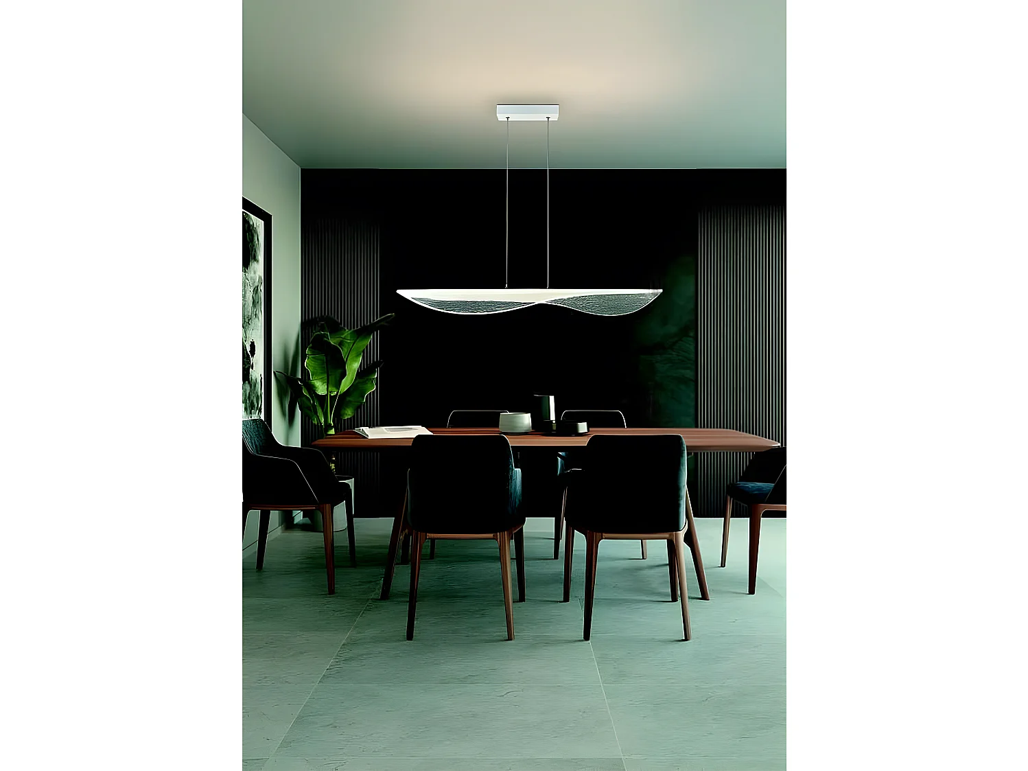 Modèle de suspension LED BIANCA en finition blanc transparent MANTRA