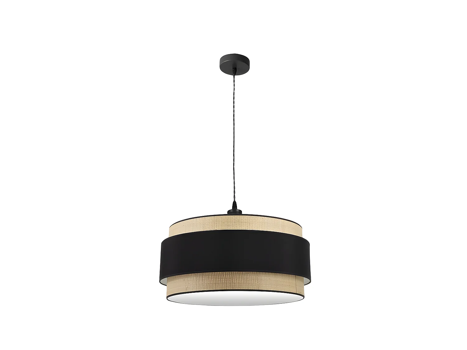 Plafonnier naturel/noir 3lights modèle Kandy FABRILAMP