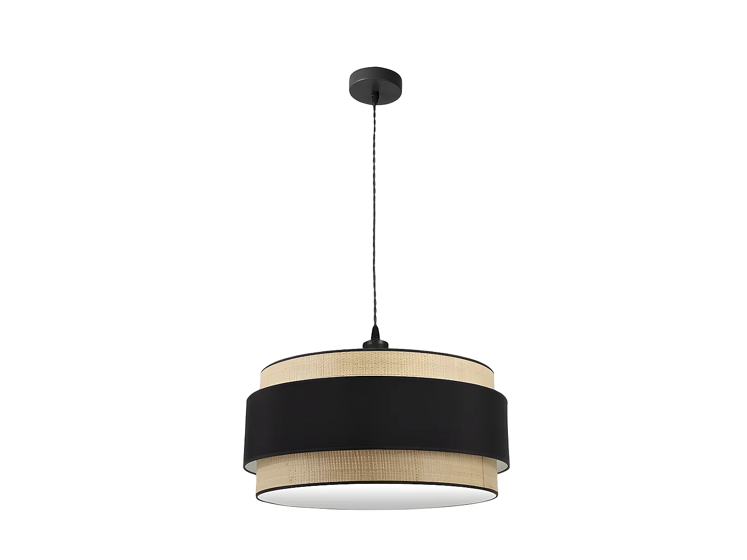 Plafonnier naturel/noir 3lights modèle Kandy FABRILAMP