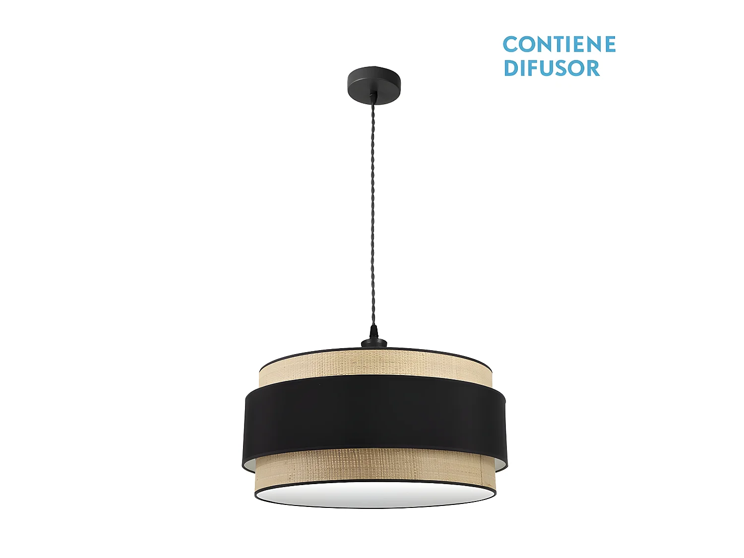 Plafonnier naturel/noir 3lights modèle Kandy FABRILAMP