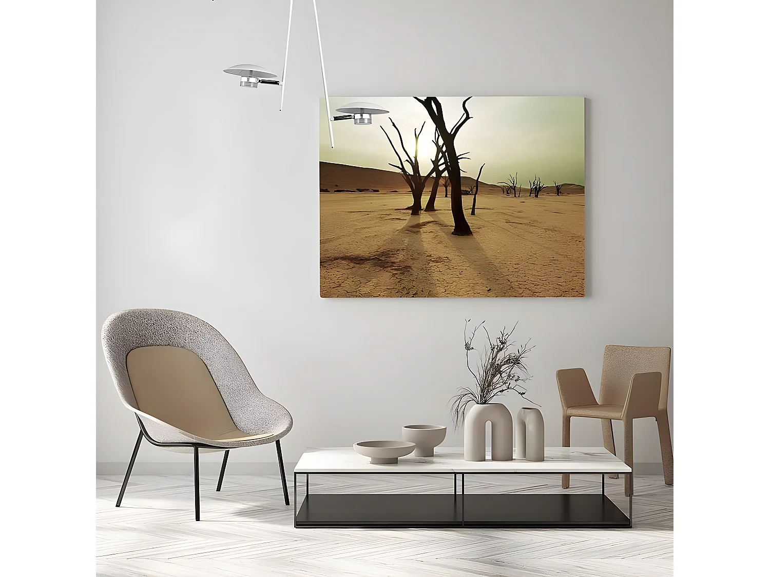 Lampe LED CAPE TOWN blanche avec 2 lumières FABRILAMP