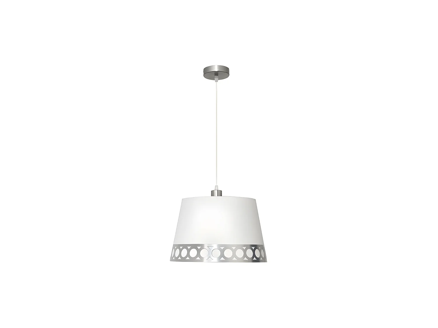 Lampe Pendante Dalia 1xe27 finition Blanc avec cenefa argenté