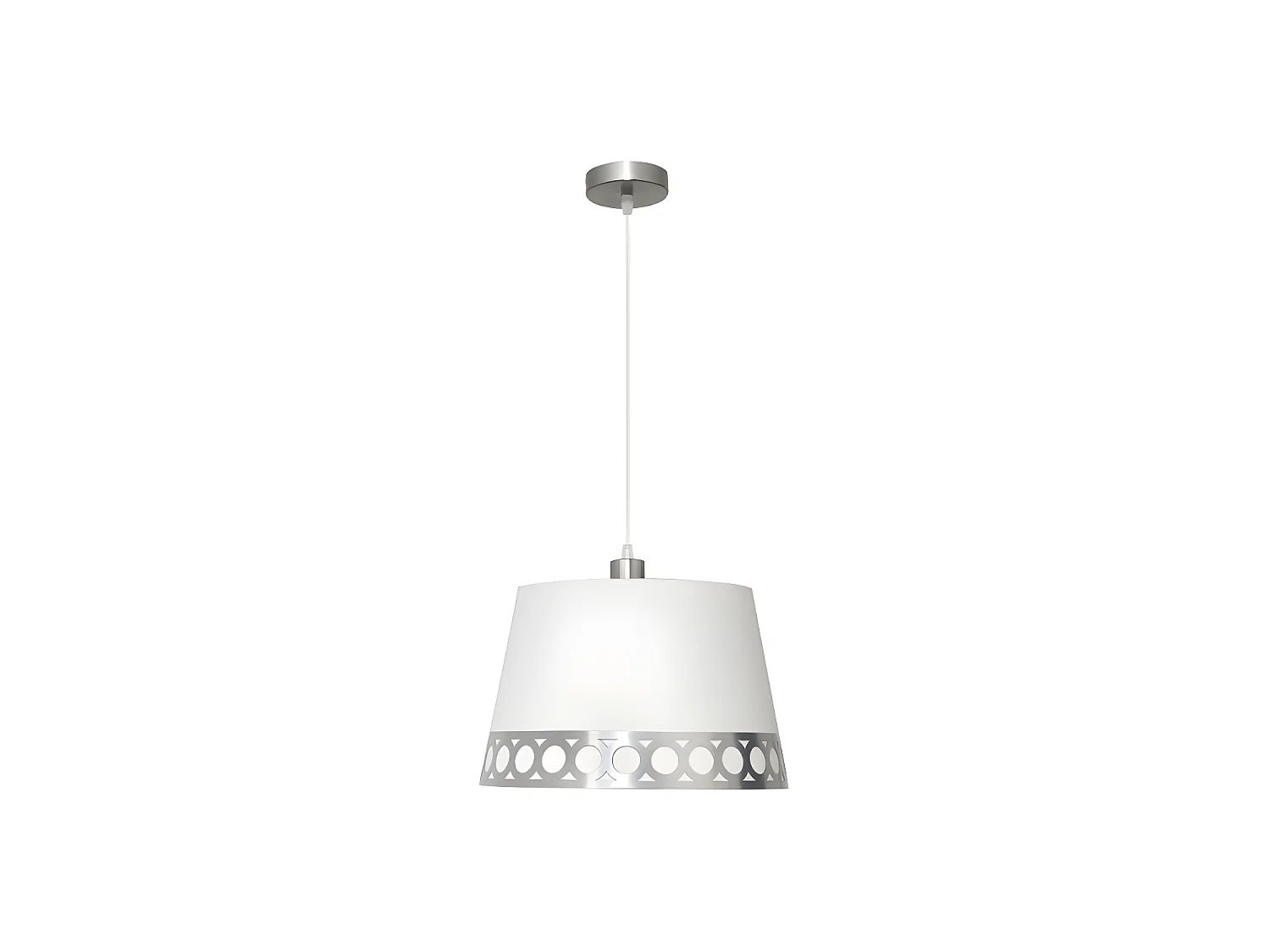 Lampe Pendante Dalia 1xe27 finition Blanc avec cenefa argenté