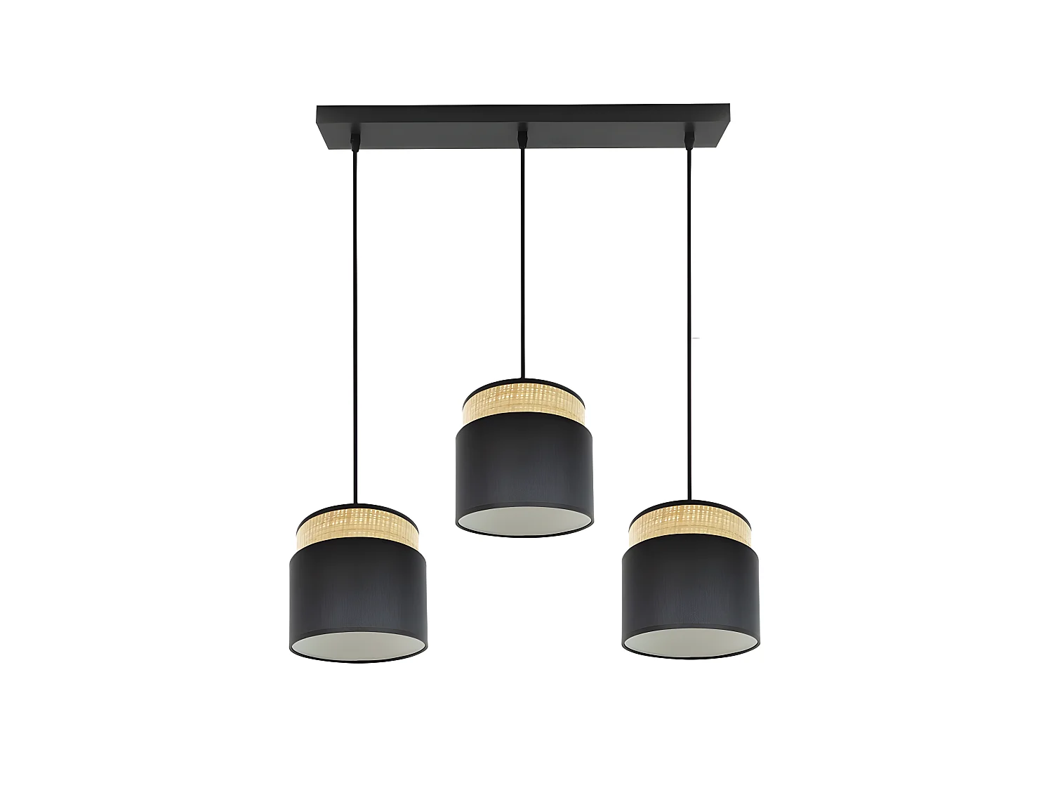 Lampe linéaire modèle Kandy 3 lumières Naturel / noir FABRILAMP