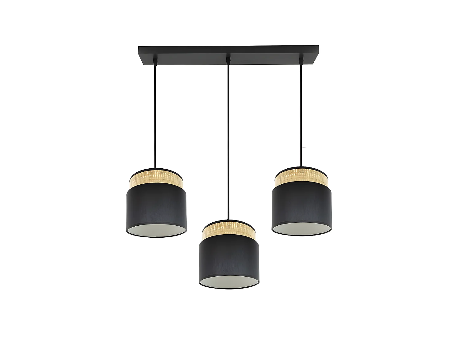 Lampe linéaire modèle Kandy 3 lumières Naturel / noir FABRILAMP