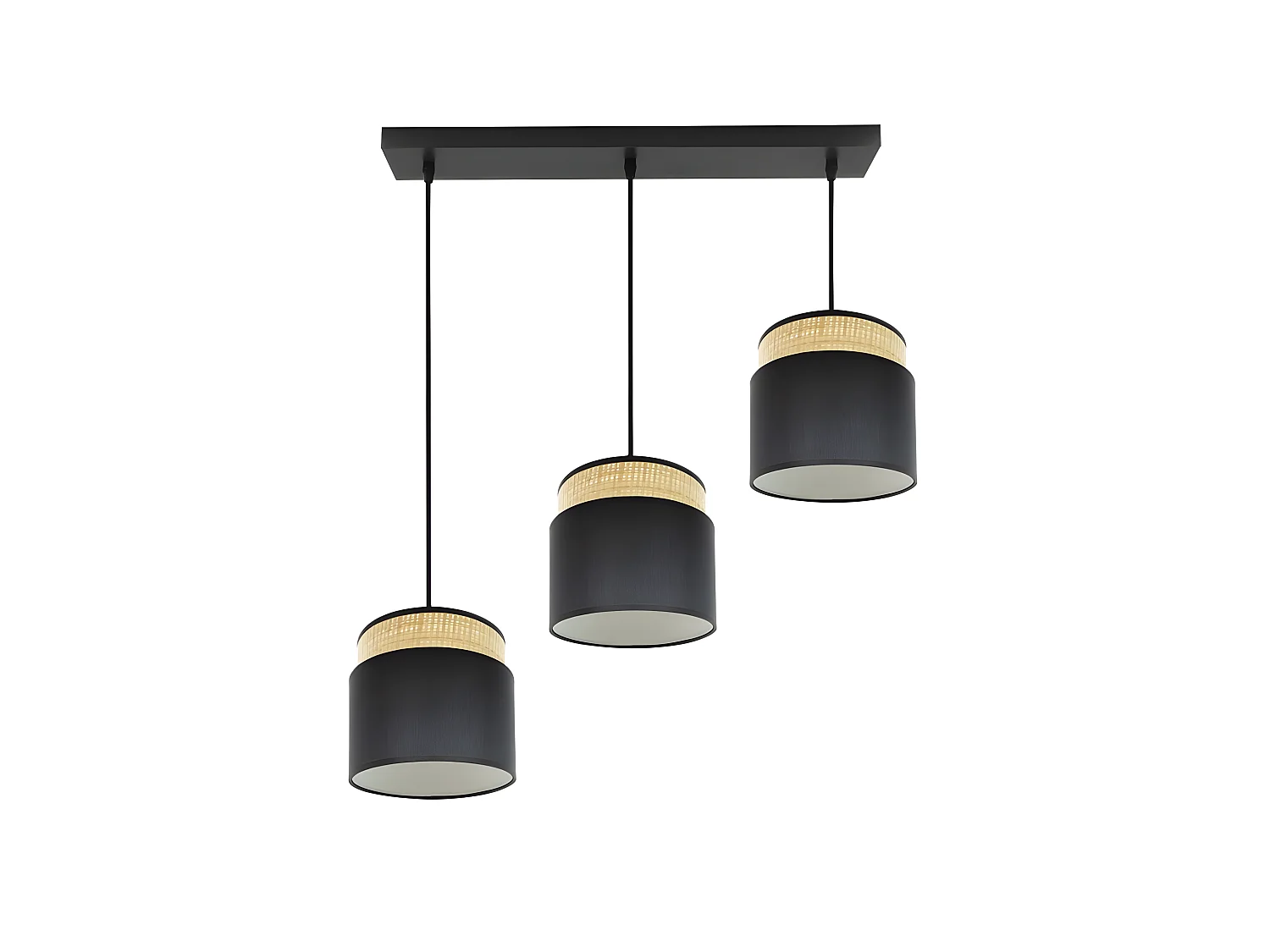 Lampe linéaire modèle Kandy 3 lumières Naturel / noir FABRILAMP