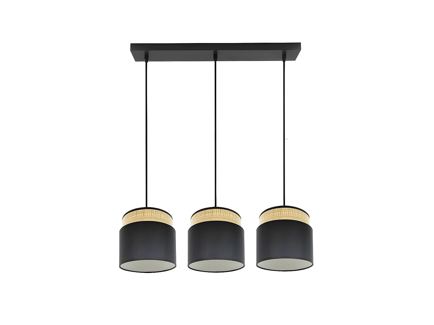 Lampe linéaire modèle Kandy 3 lumières Naturel / noir FABRILAMP