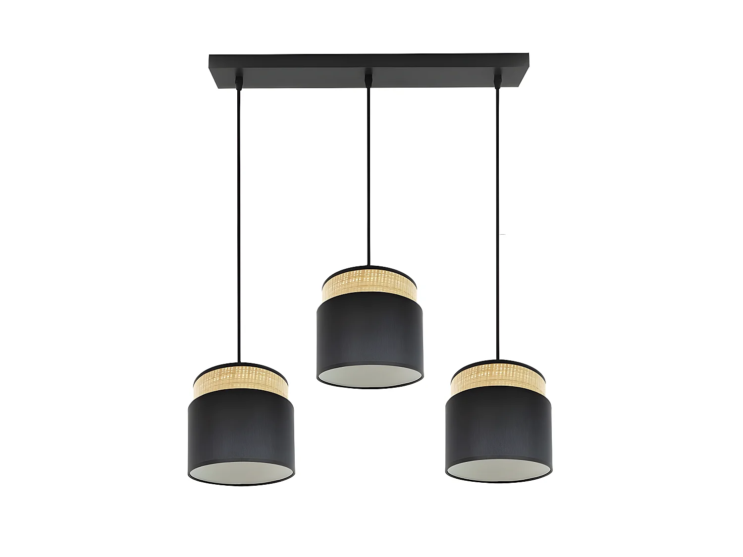 Lampara Lineal Modelo Kandy 3 Luces Natural/negro