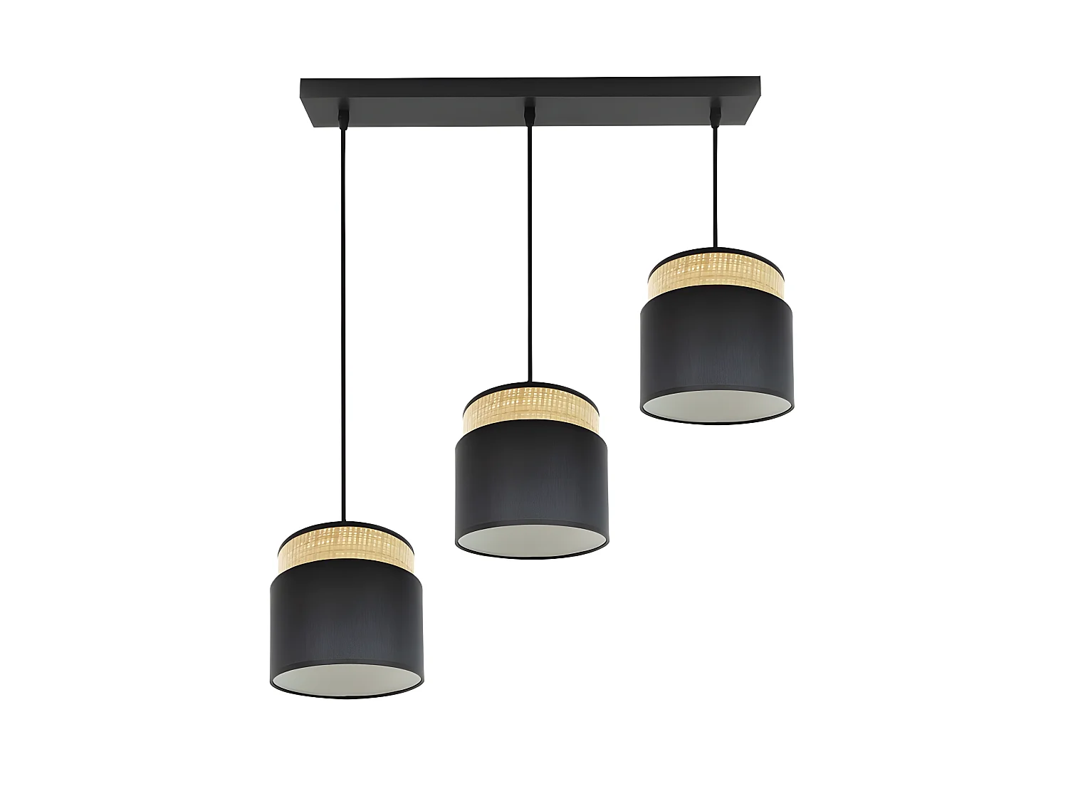 Lampara Lineal Modelo Kandy 3 Luces Natural/negro