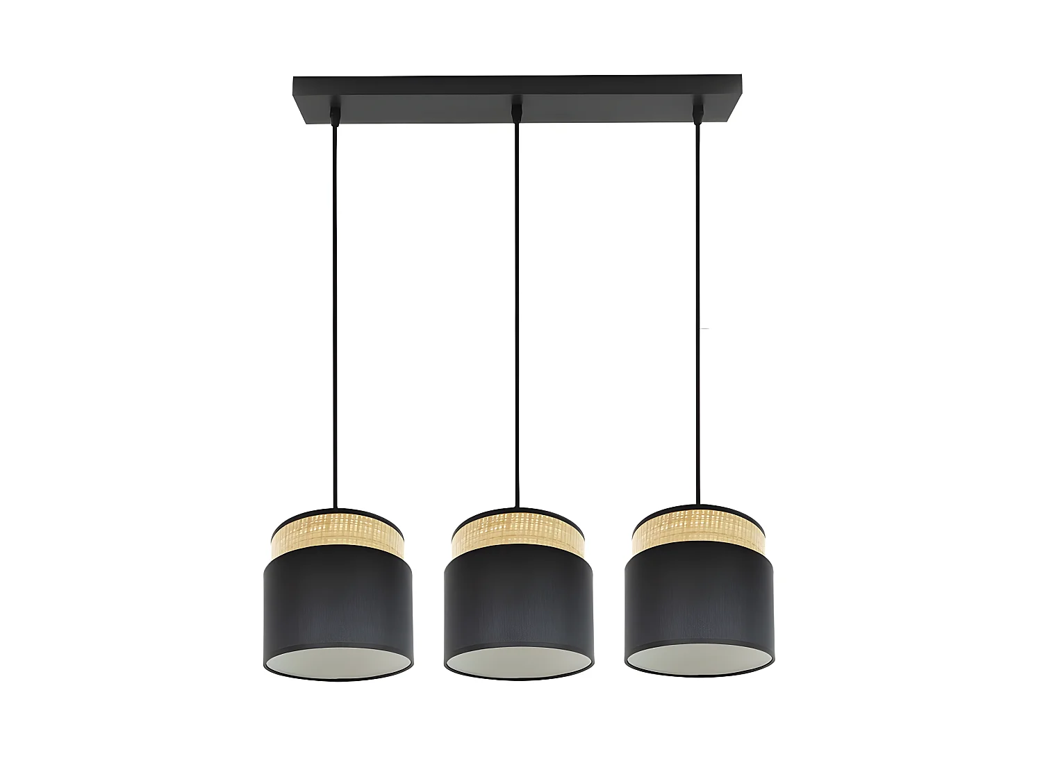 Lampara Lineal Modelo Kandy 3 Luces Natural/negro