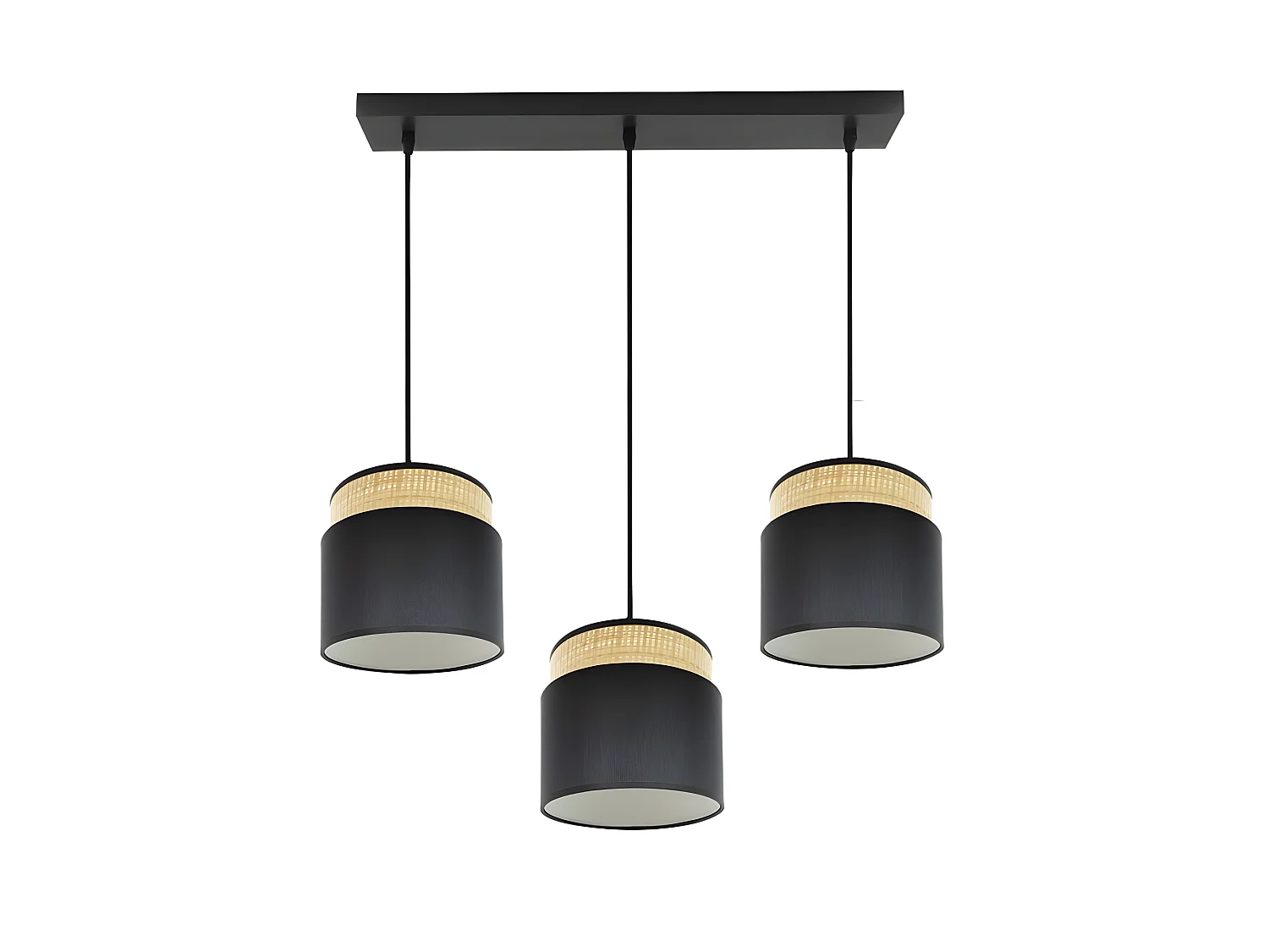 Lampara Lineal Modelo Kandy 3 Luces Natural/negro