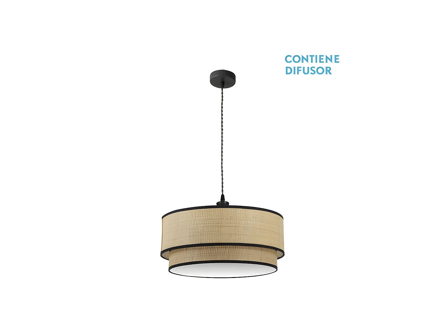 Plafonnier ROQUE 3 lumières naturel / noir Dimmable FABRILAMP