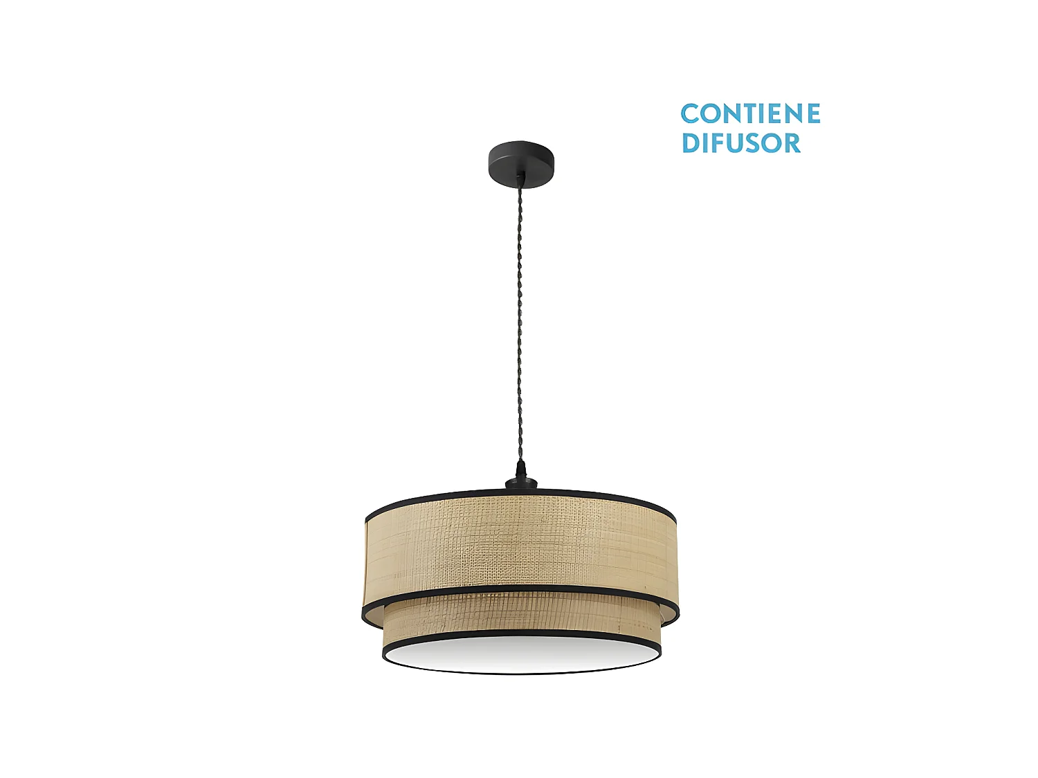 Plafonnier ROQUE 3 lumières naturel / noir Dimmable FABRILAMP