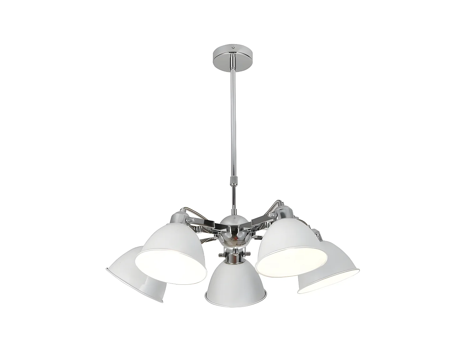 Lampe avec tulipes métalliques modèle Buri 5 lumières Blanc / chrome FABRILAMP