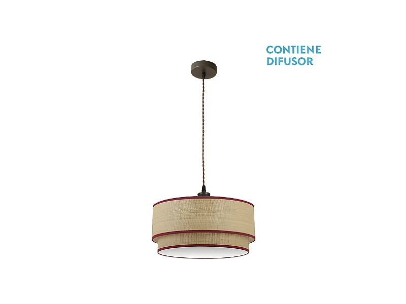 Plafonnier avec écran couleur naturel/rouge 2 lumières modèle Roque FABRILAMP