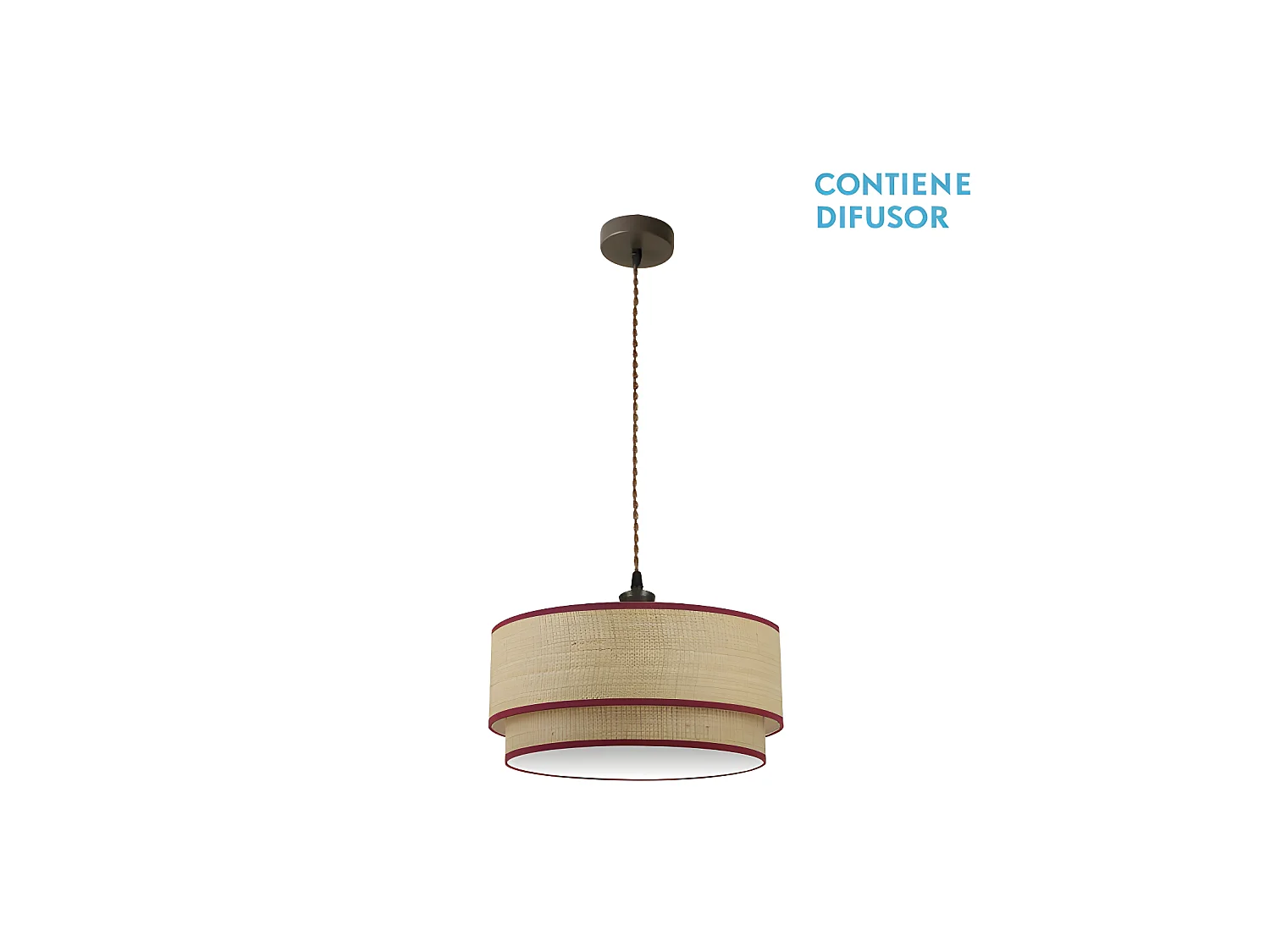 Pendente con schermo a colori naturale/rosso 2 luci modello Roque FABRILAMP