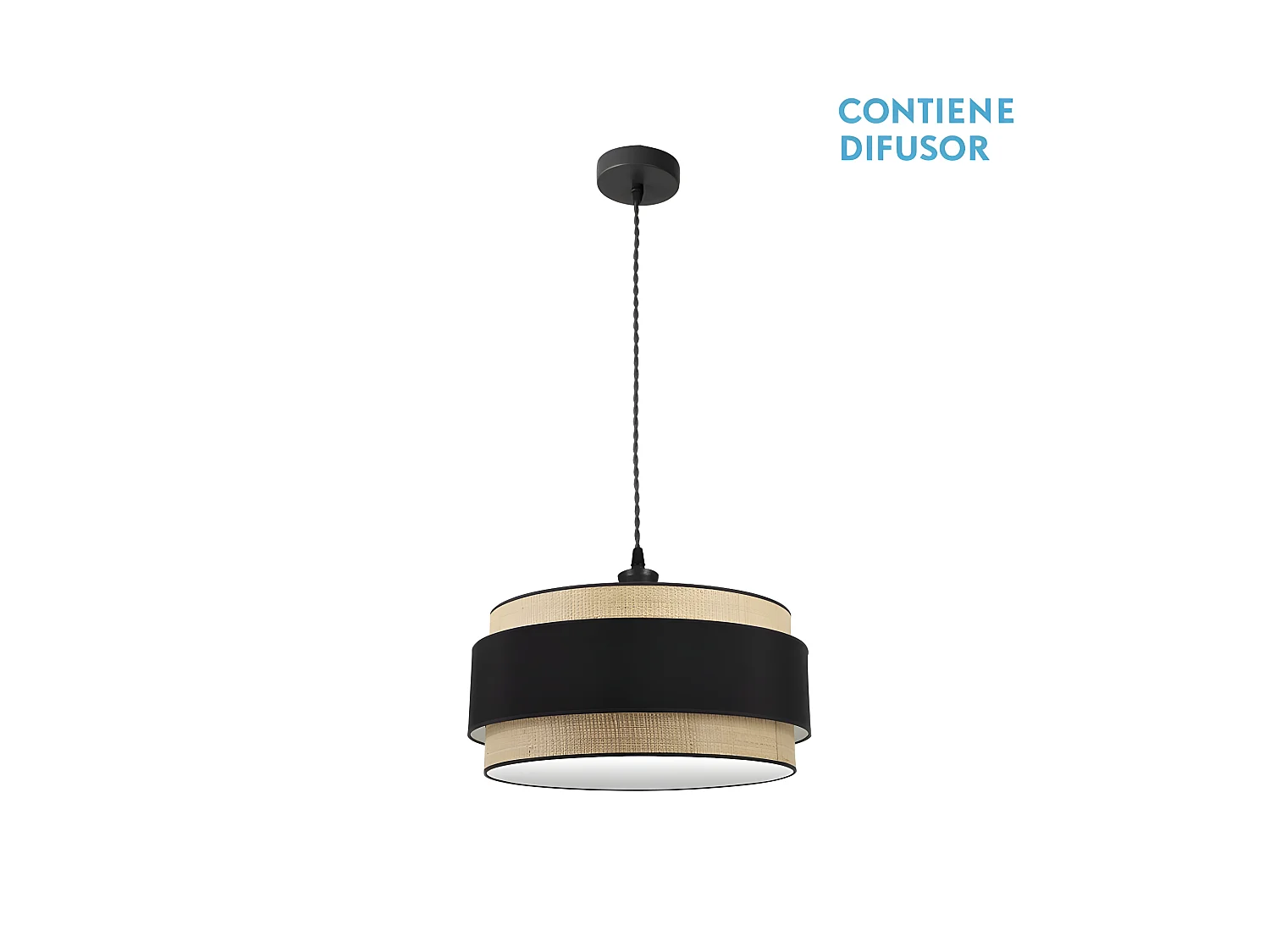 Suspension réglable modèle Kandy 2xE27 Natural/black FABRILAMP