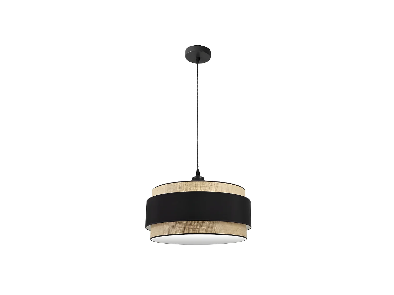 Suspension réglable modèle Kandy 2xE27 Natural/black FABRILAMP
