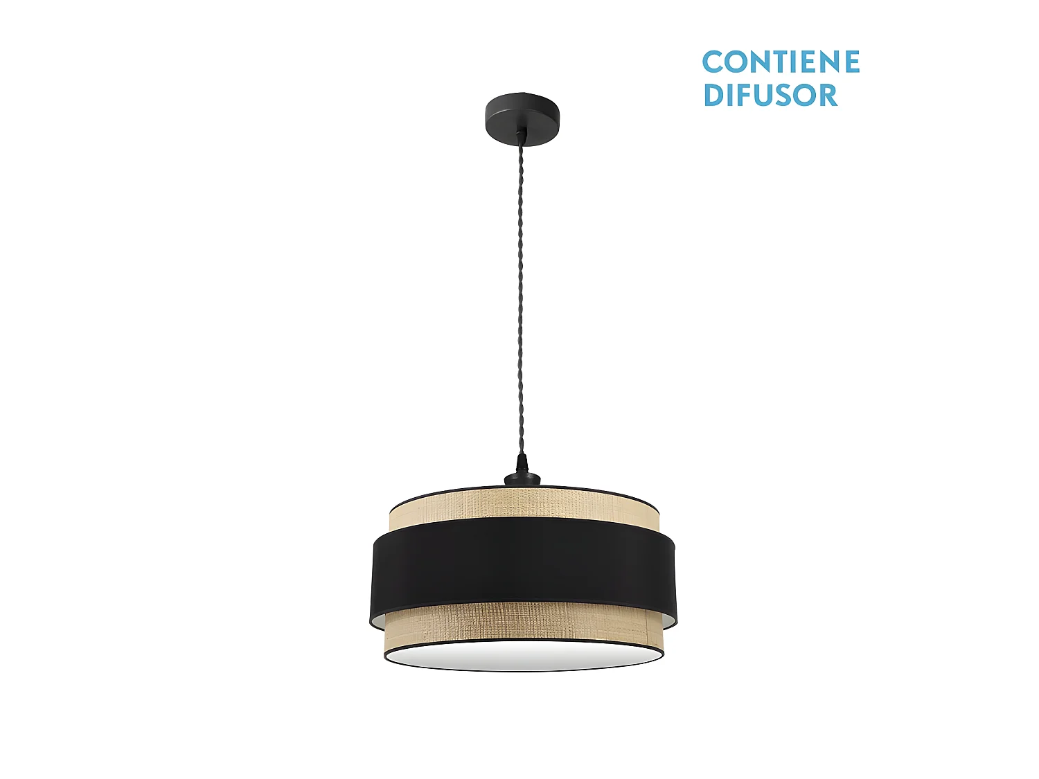 Suspension réglable modèle Kandy 2xE27 Natural/black FABRILAMP