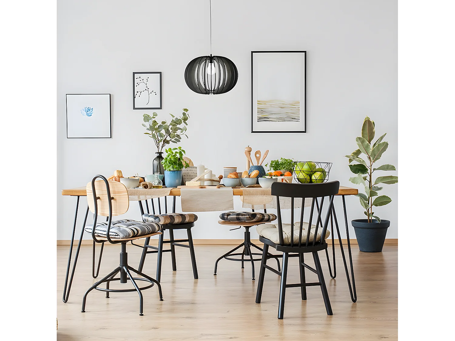 Lampe suspendue en bois OLMO marron FABRILAMP