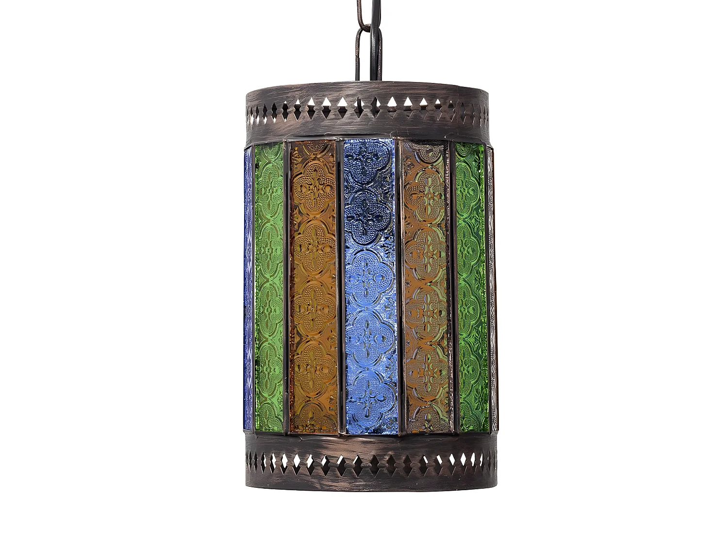 Lampara Colgante Artesanal Casablanca 1xe27 Multicolor Regx18d De  .