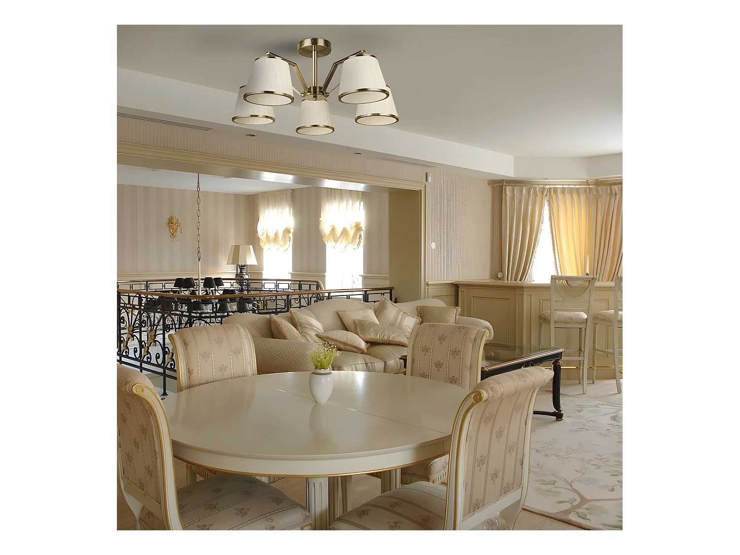 Lampe avec écrans modèle TREBOL cuir 5 l FABRILAMP