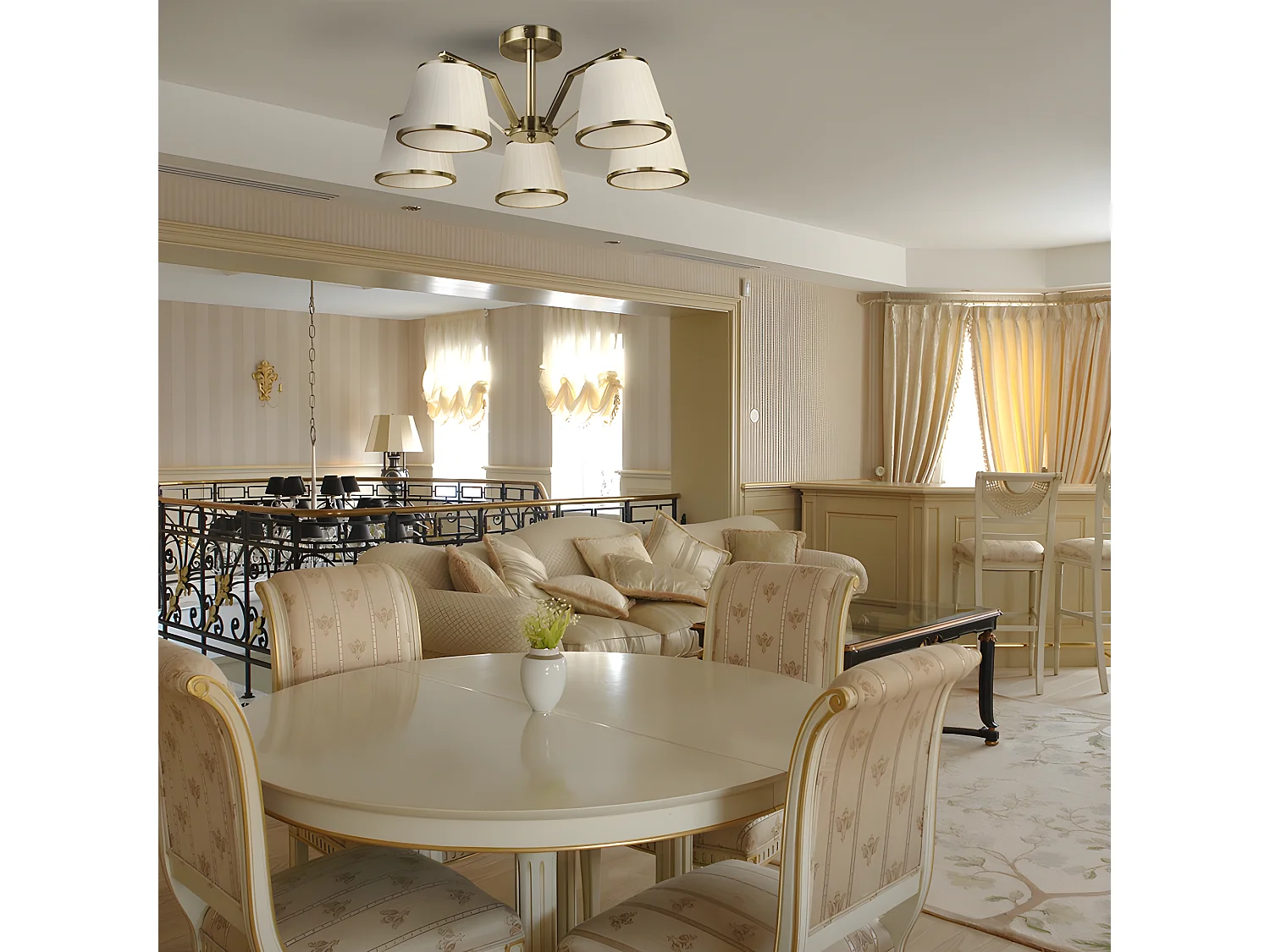 Lampe avec écrans modèle TREBOL cuir 5 l FABRILAMP