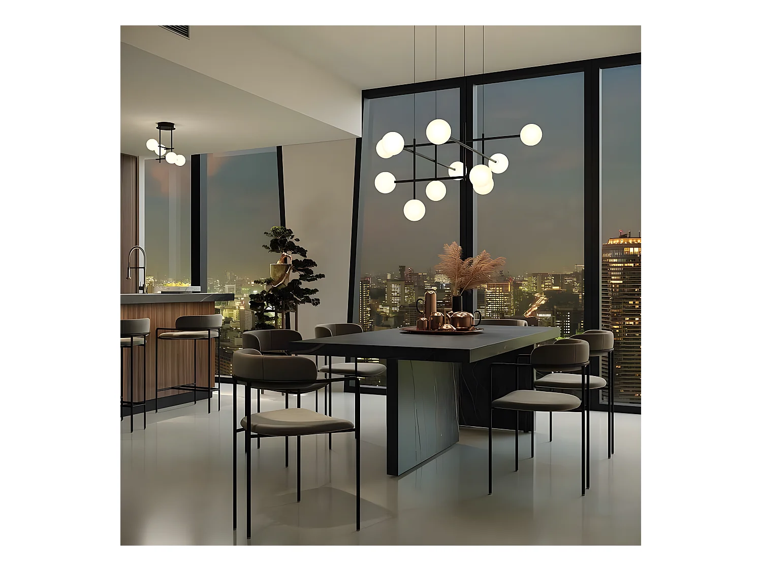 Grande lampe CELLAR avec tulipes sphériques à 11 lumières MANTRA