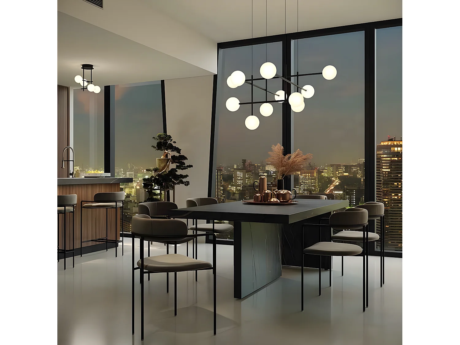 Grande lampe CELLAR avec tulipes sphériques à 11 lumières MANTRA