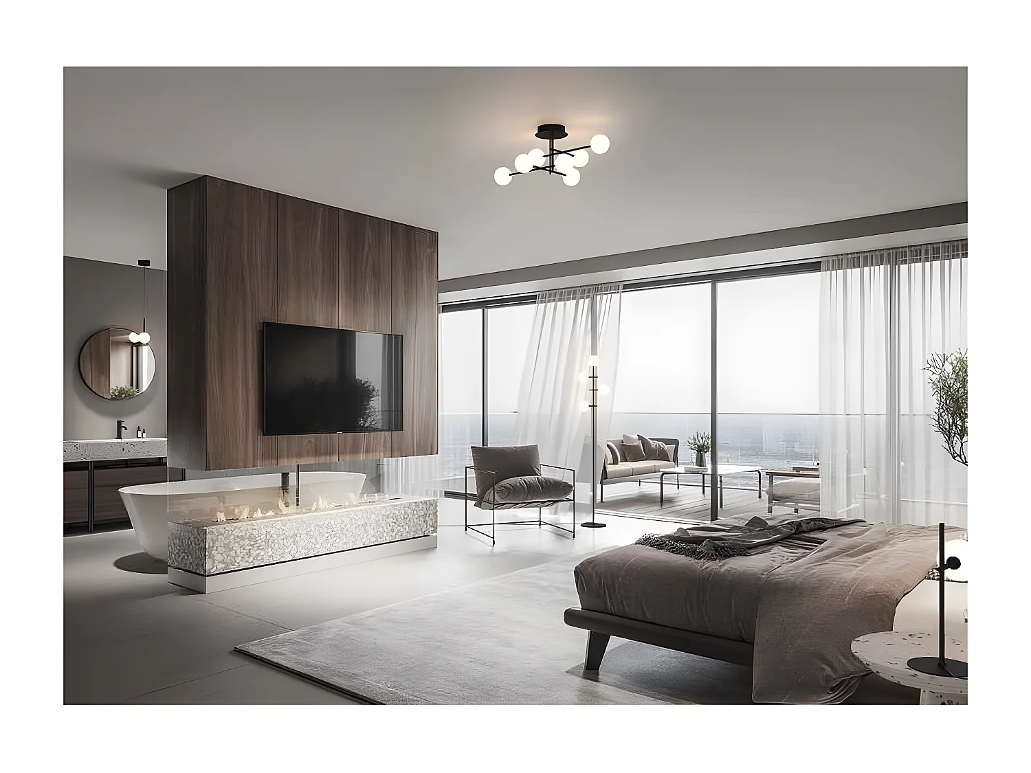 Suspension 1 modèle de lumière CELLAR avec tulipe sphérique MANTRA