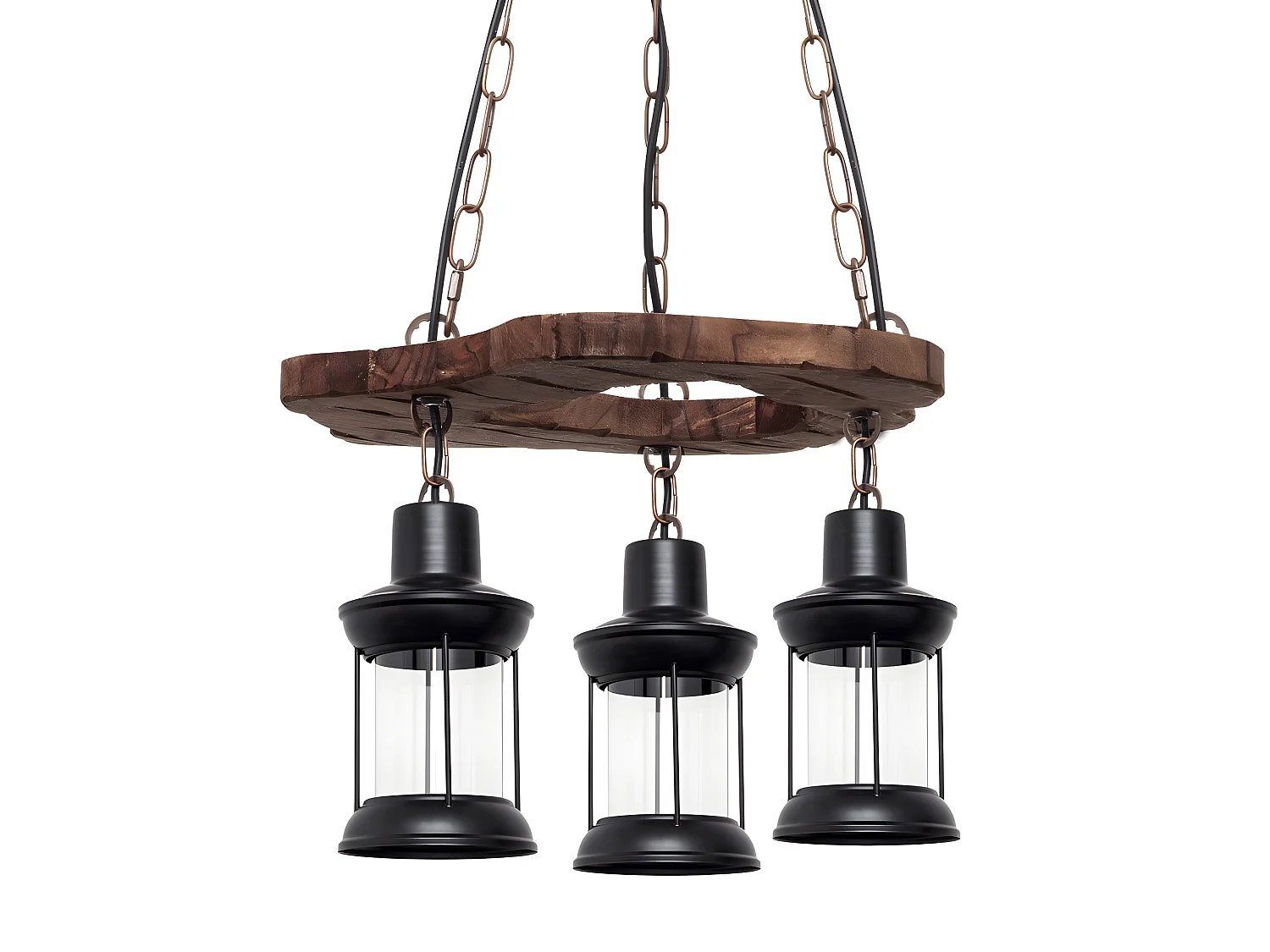 Suspension rustique de 3 lumières XE27 marron FABRILAMP