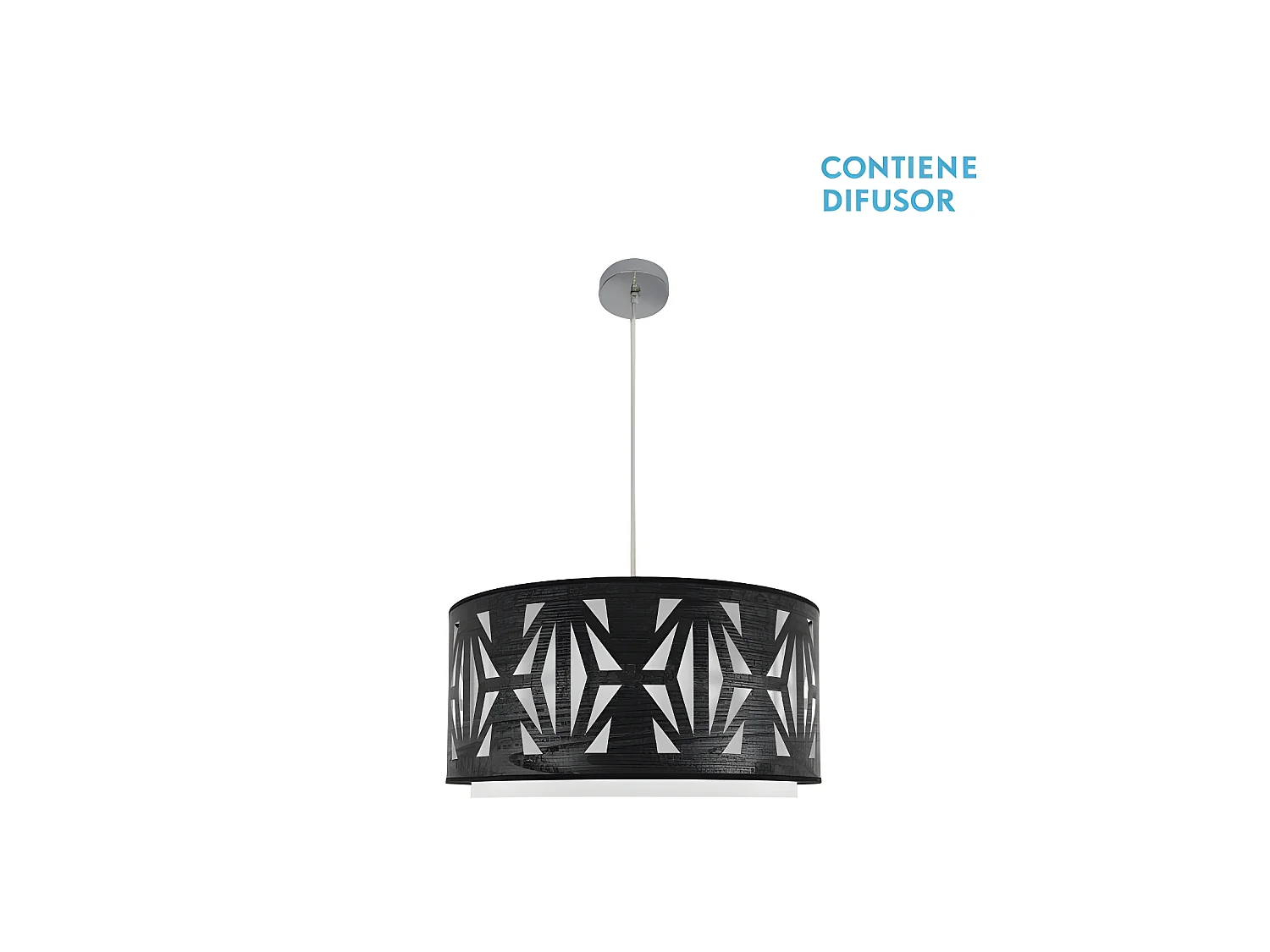 Suspension modèle Katerina Chrome / bois Noir FABRILAMP