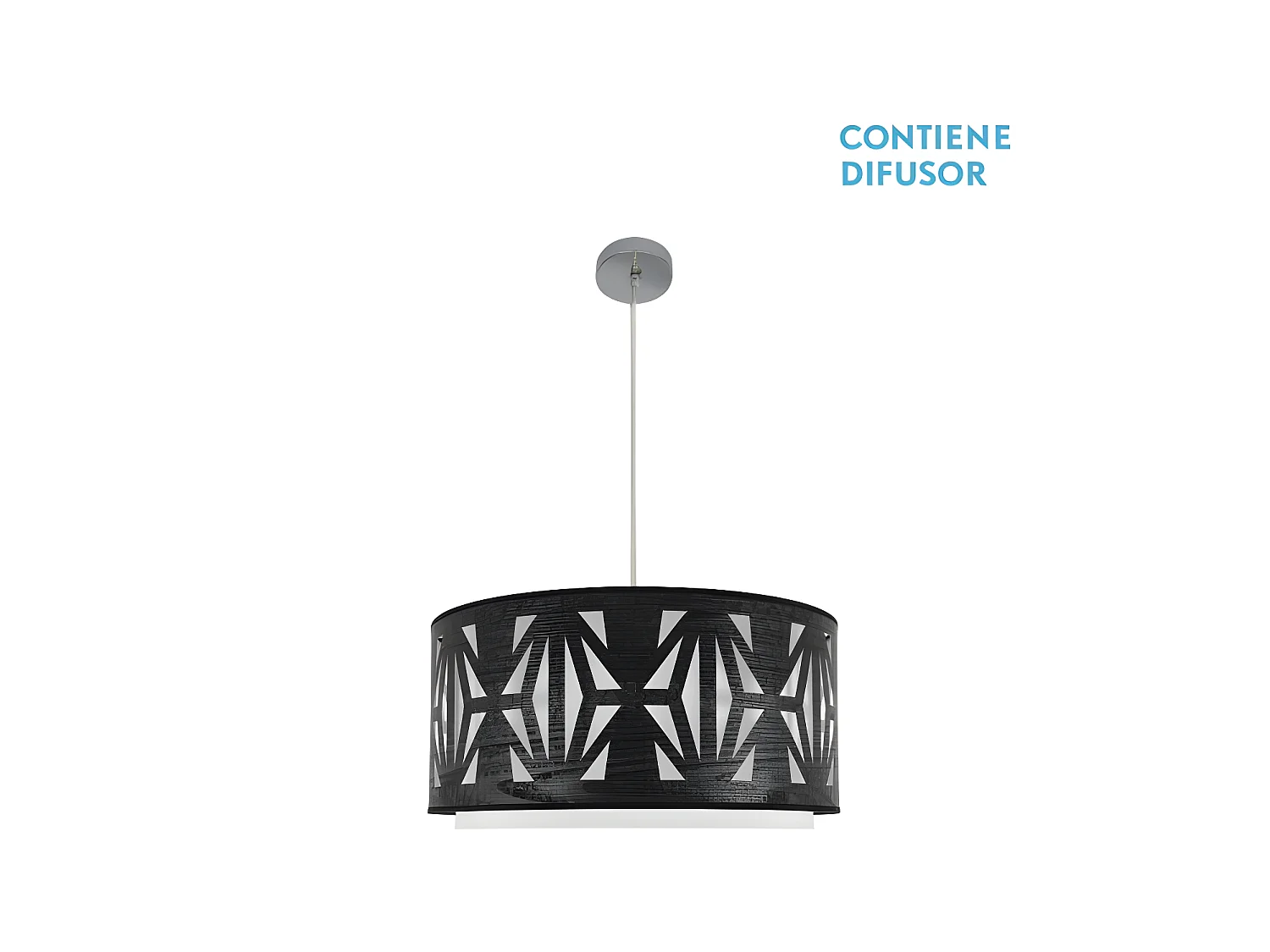 Suspension modèle Katerina Chrome / bois Noir FABRILAMP