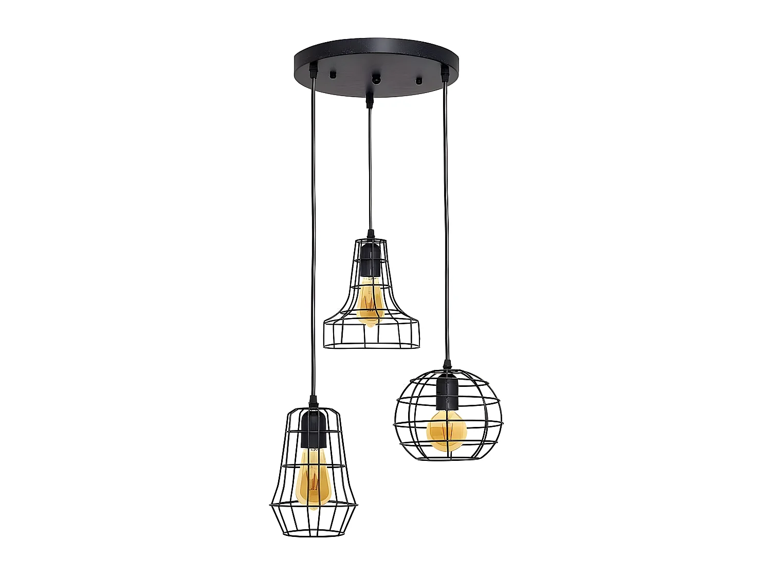 Lampe circulaire 3 pendentifs MARQUAGE MARRON FABRILAMP
