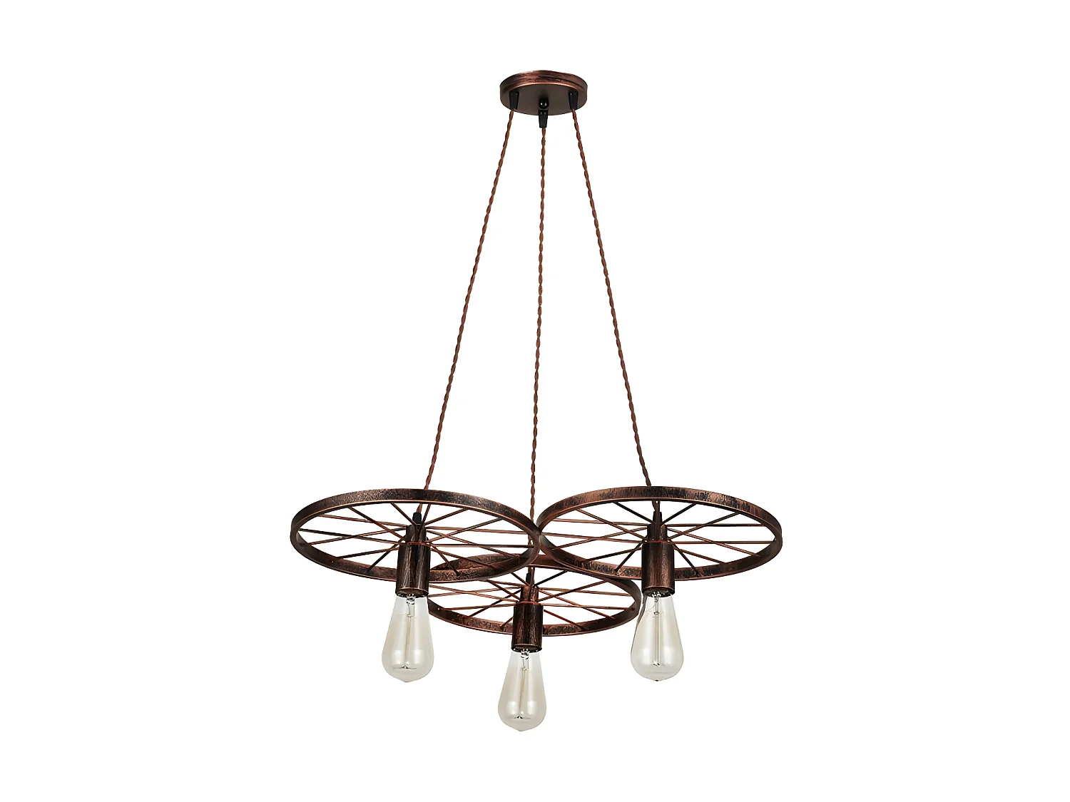Plafonnier rustique 3 roues modèle MIRLO Brown Oxide FABRILAMP