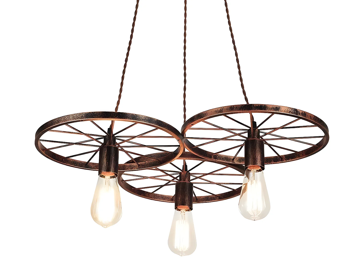 Plafonnier rustique 3 roues modèle MIRLO Brown Oxide FABRILAMP