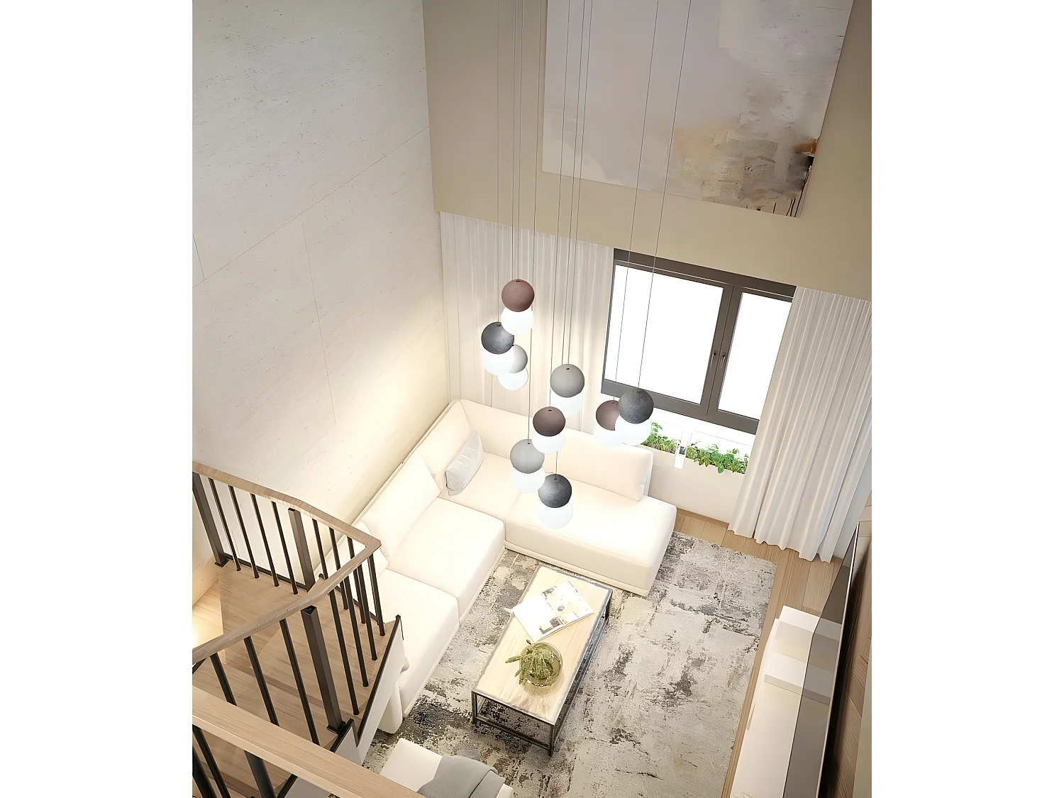 Nouveauté rond blanc suspension ciment couleur GALAXIA 1 lumière MANTRA