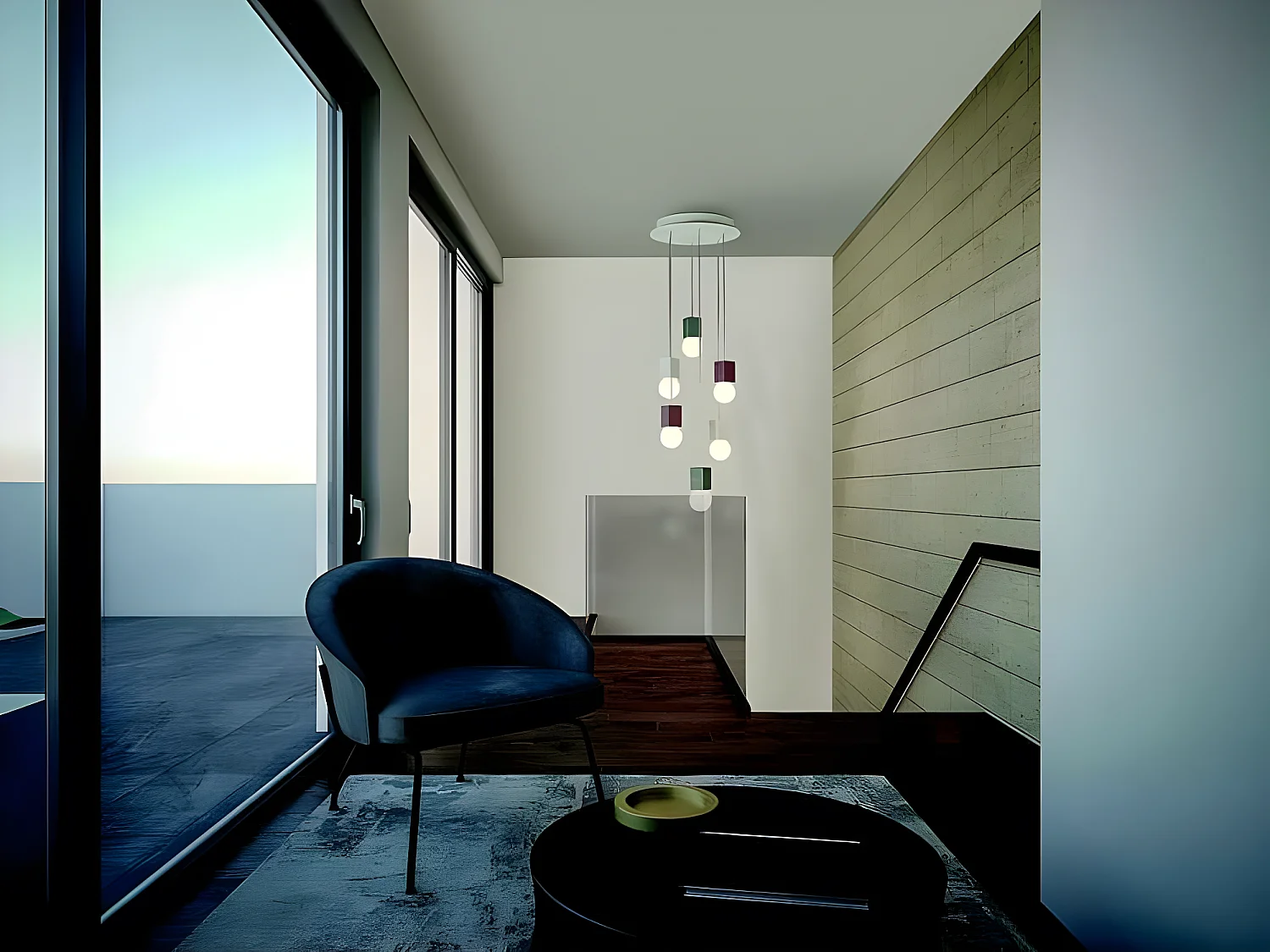 Nouveauté rond blanc suspension ciment couleur GALAXIA 1 lumière MANTRA