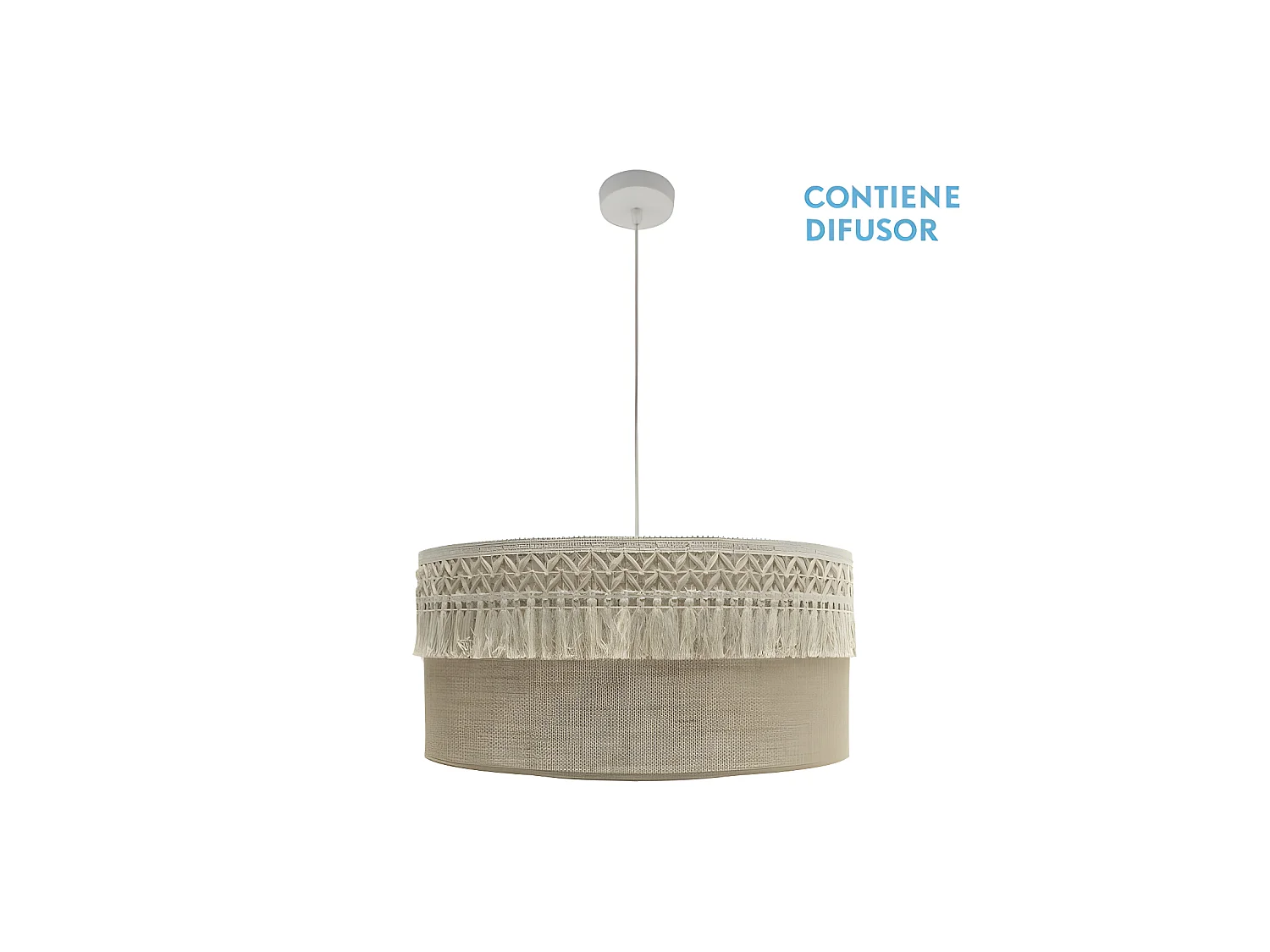 Suspension rustique avec abat-jour beige Ekaterina FABRILAMP