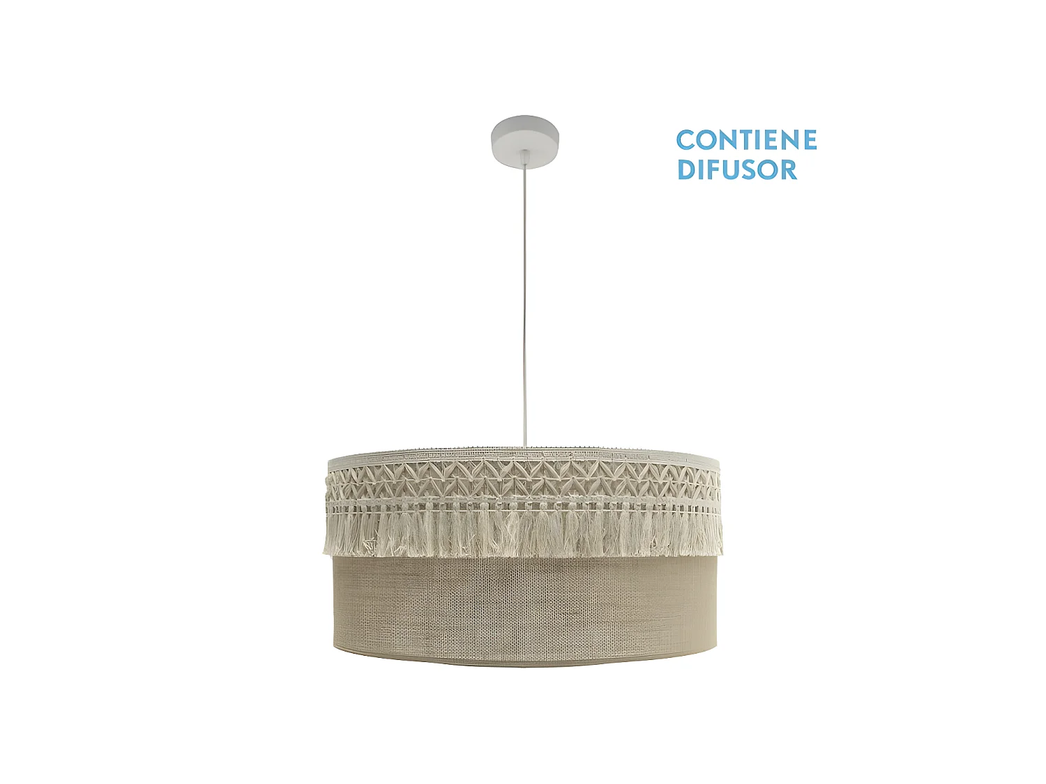 Suspension rustique avec abat-jour beige Ekaterina FABRILAMP