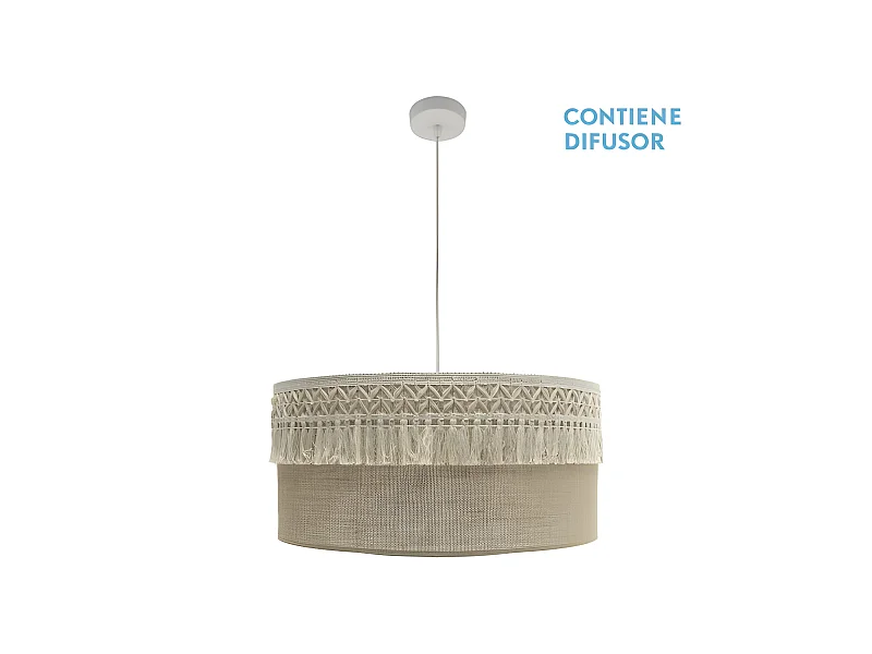 Lampada a sospensione rustica con paralume finitura beige Ekaterina FABRILAMP