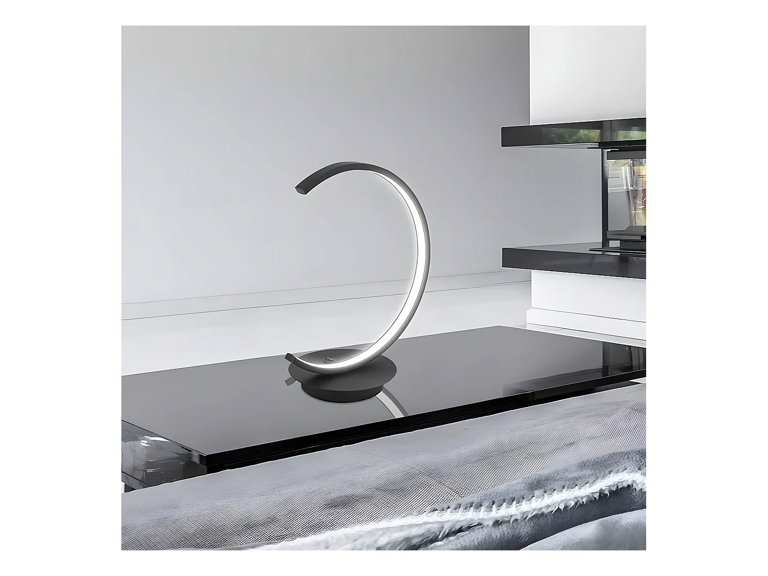 Lampara De Sobremesa Negra Modelo Uber Led 8w