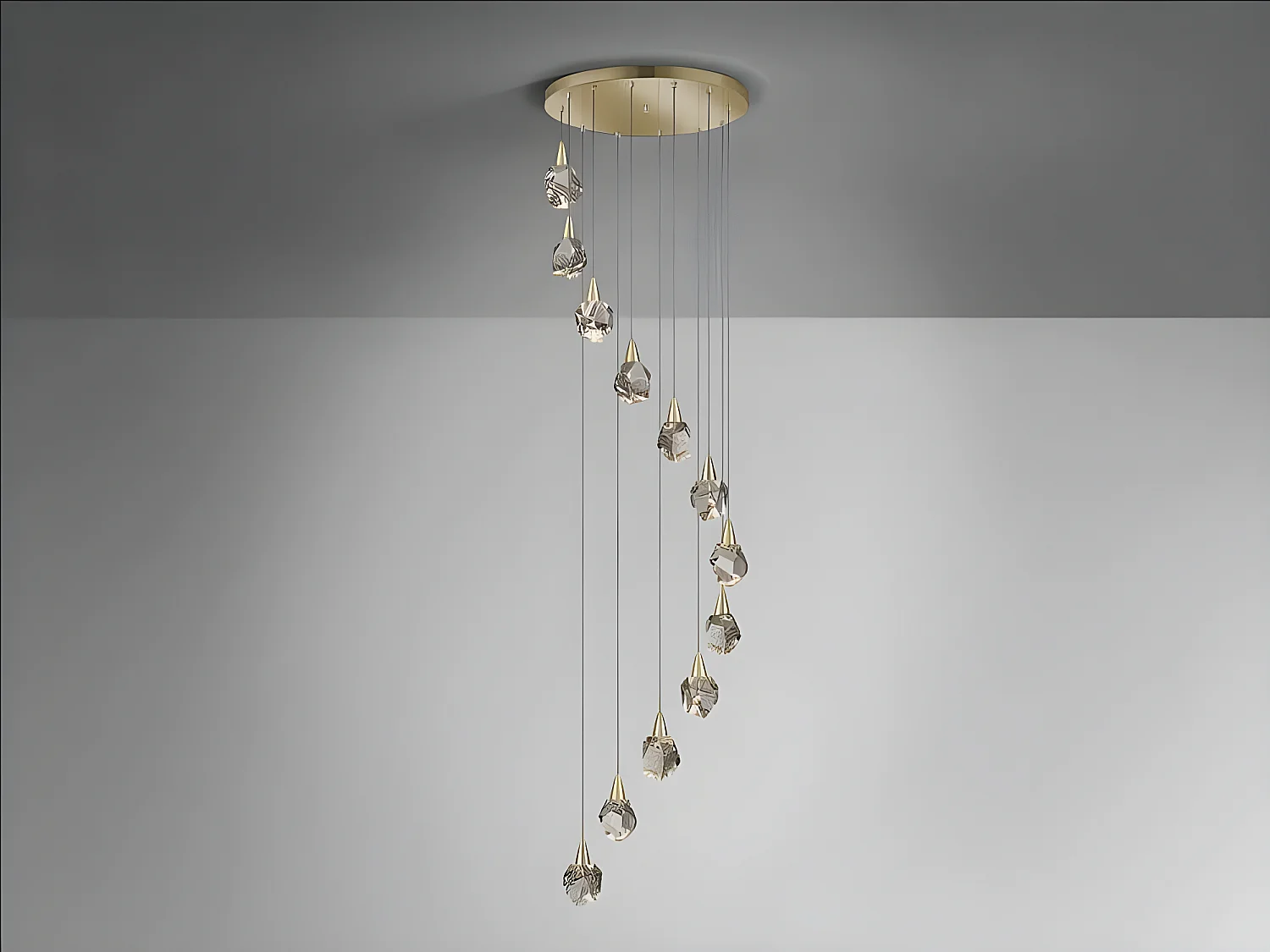 Lampara Circular Led Modelo Aquaria Dorada 12 Luces