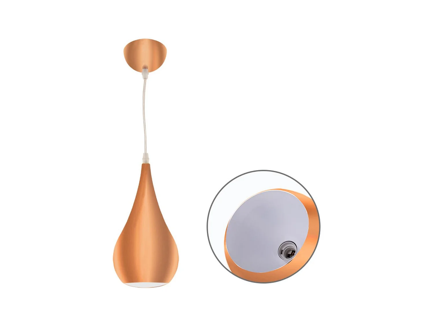 Lampara Colgante De Metal Acabado Cobre  Modelo Gaio