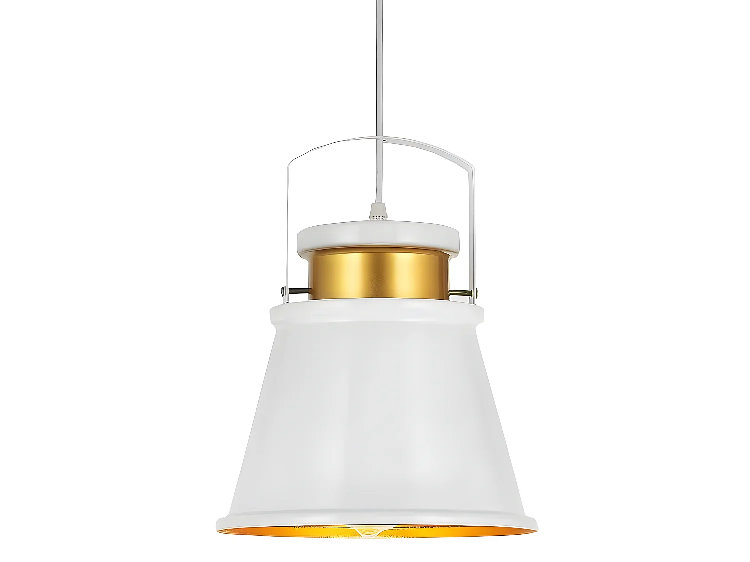 Plafonnier blanc avec modèle intérieur doré PELICANO 1 FABRILAMP lumière