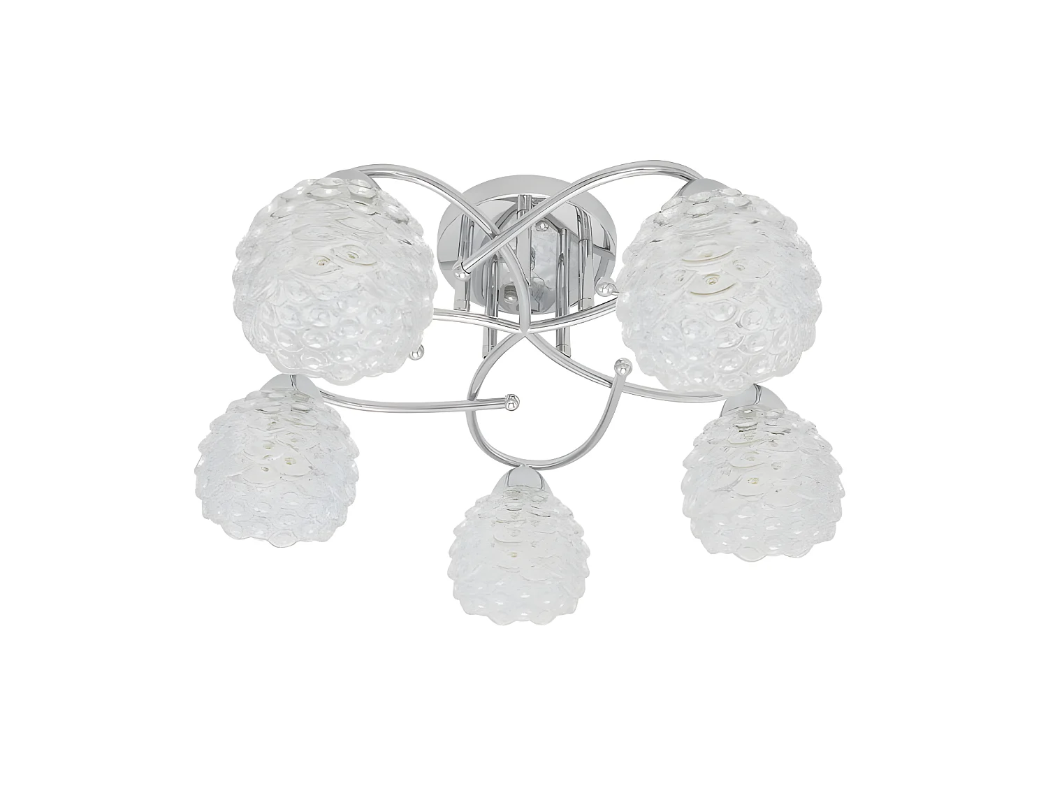 Lampada BAGAN 5 luci con paralume in vetro Cromo 23x49x49 Fabrilamp